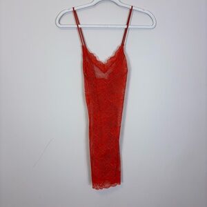 Victoria’s Secret Sheer Red Lace Slip Dress XS
